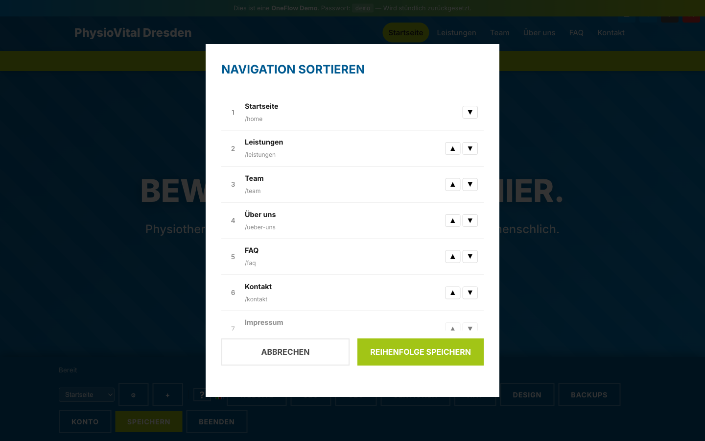 Navigation sortieren