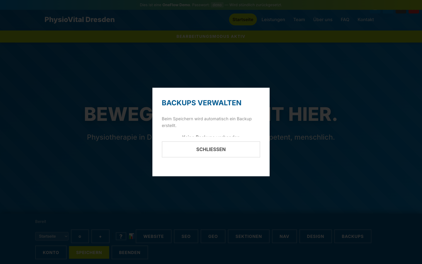 Backups verwalten